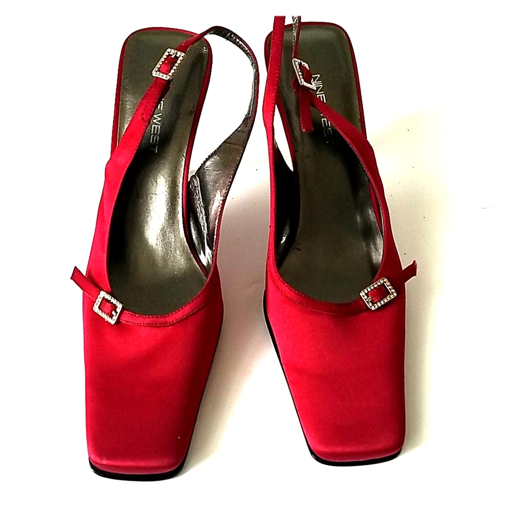 Nine West Square Slingback w/ Stone Buckle Detail